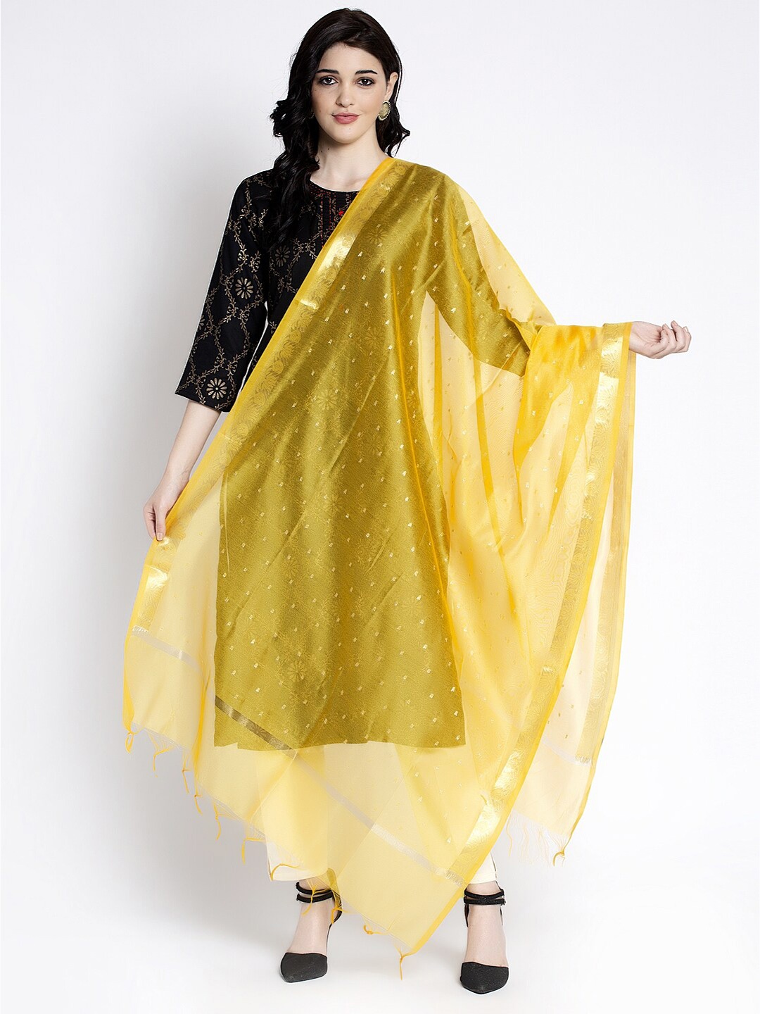 

Clora Creation Printed Cotton Blend Dupatta, Yellow