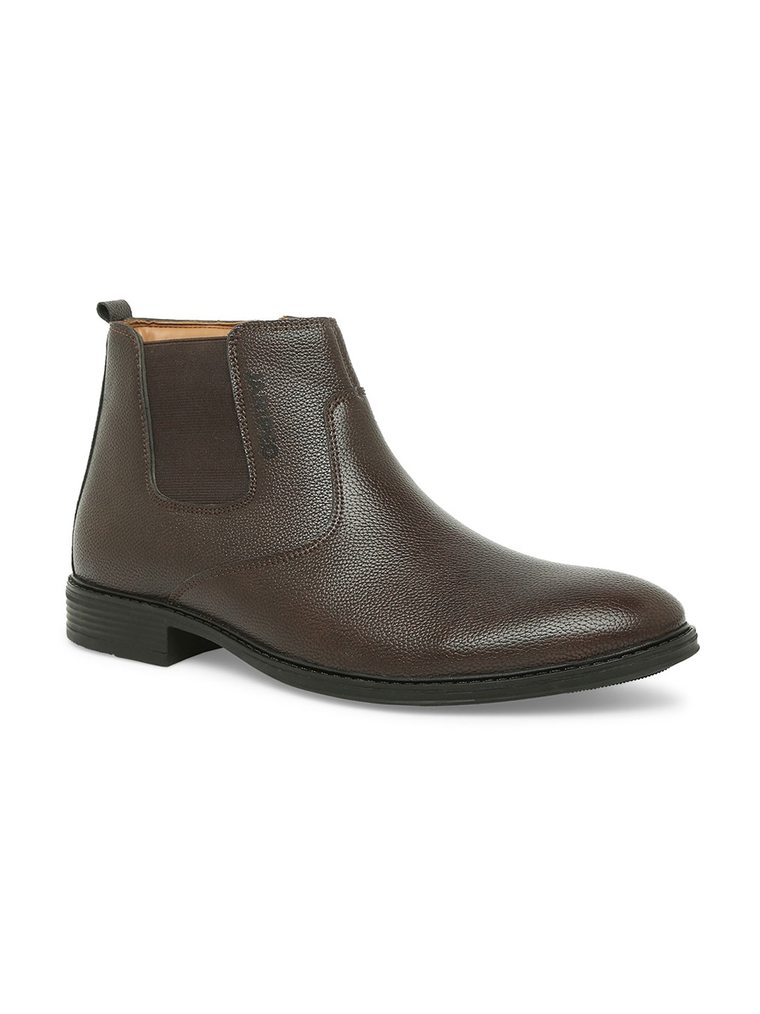 

Buckaroo Men Textured Mid-Top Chelsea Boots, Brown