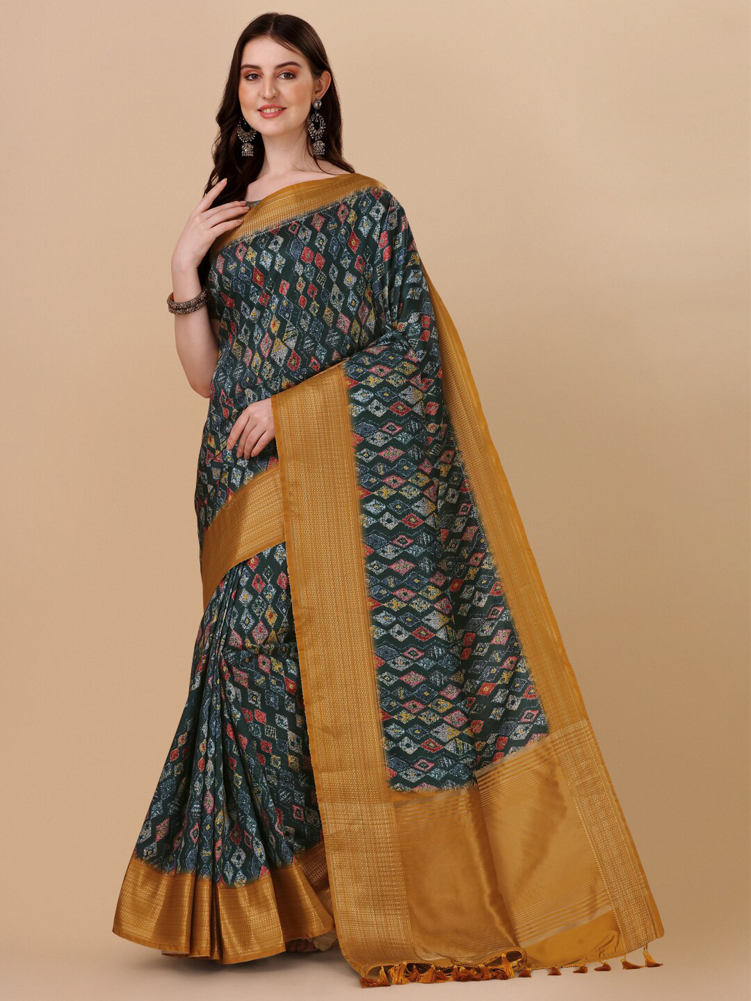 

KALINI Zari Pure Silk Kanjeevaram Saree, Blue