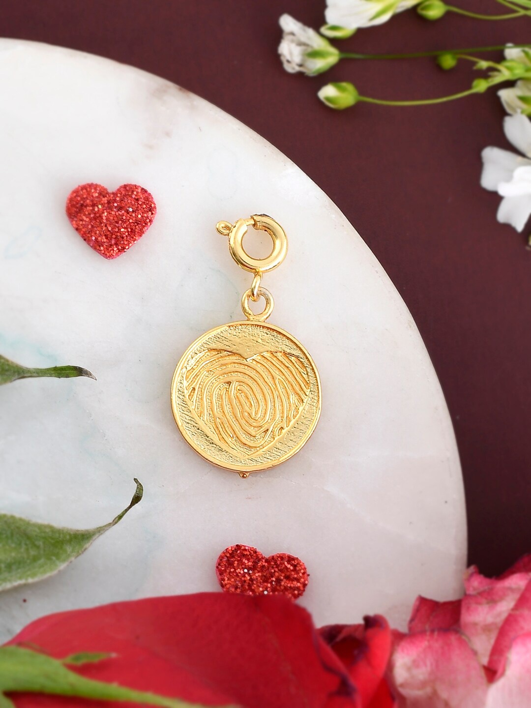 

Voylla Gold-Plated Valentines Day Heart Prints Charm