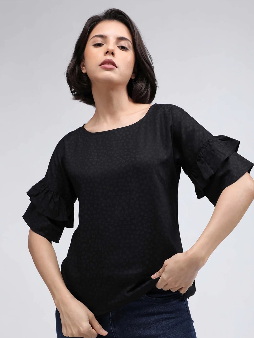 

IDK Regular Bell Sleeves Top, Black