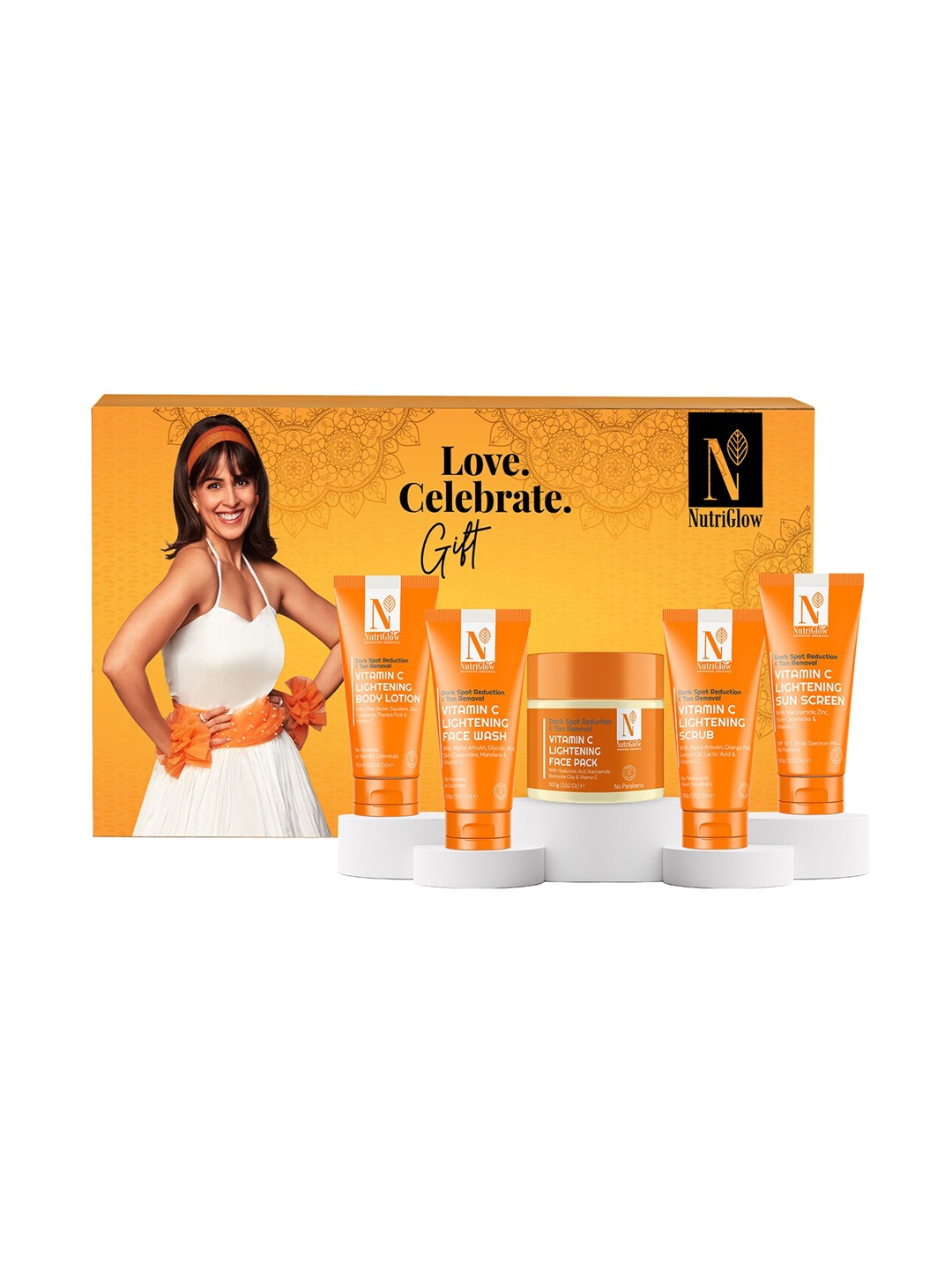 

Nutriglow Advanced Organics Set of 5 Vitamin C Facewash+Scrub+Lotion+Sunscreen+Pack, Orange