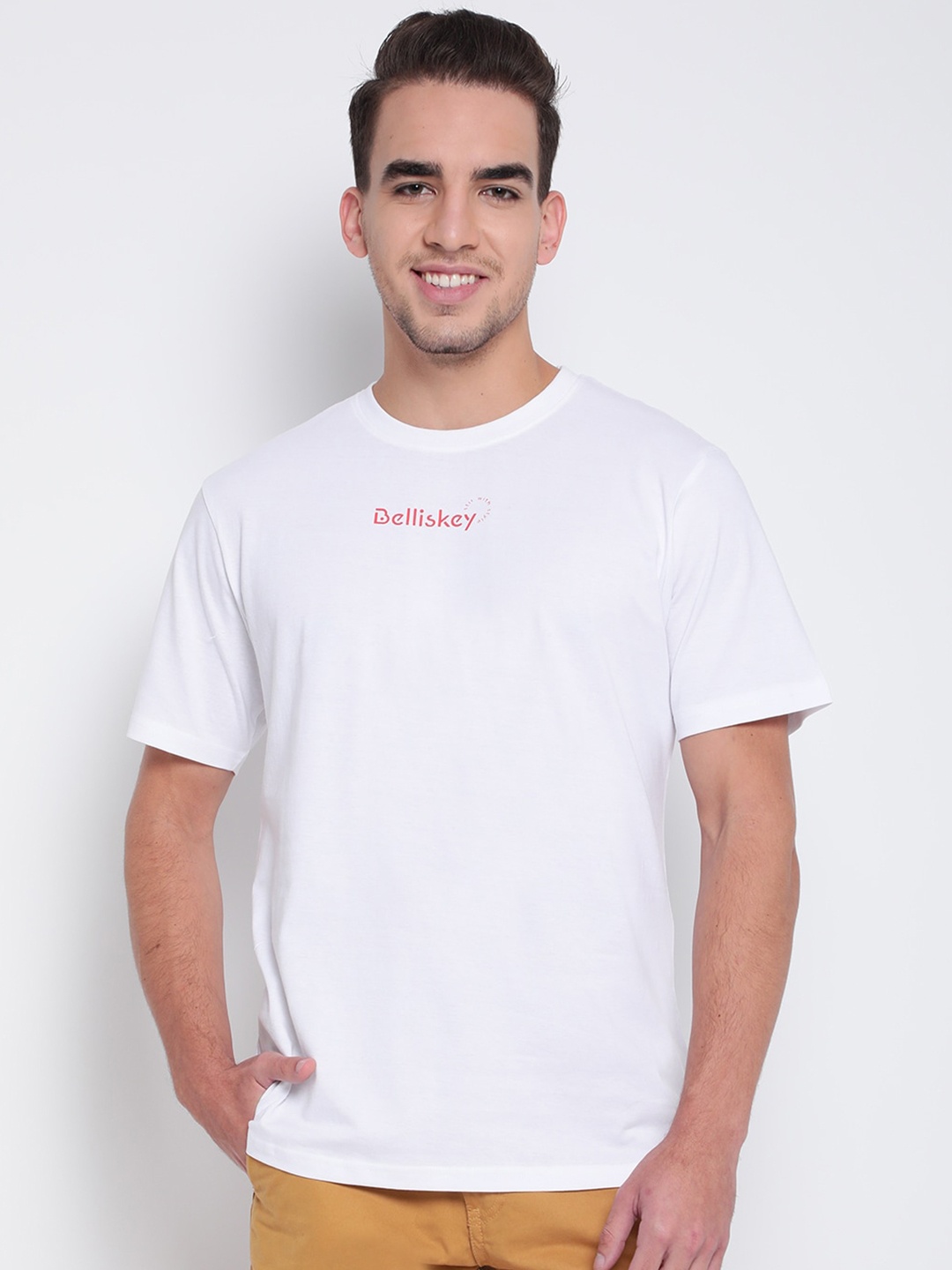 

Belliskey Men Typography Printed Cotton T-shirt, White
