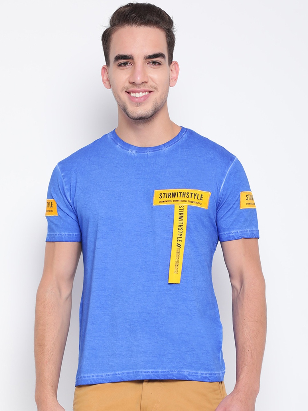 

Belliskey Men Typography Printed Cotton T-shirt, Blue