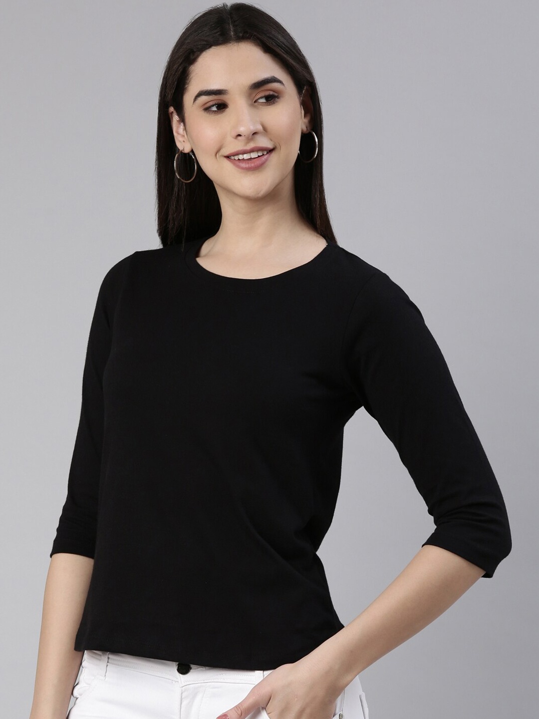 

Kryptic Women Slim Fit Pure Cotton T-shirt, Black