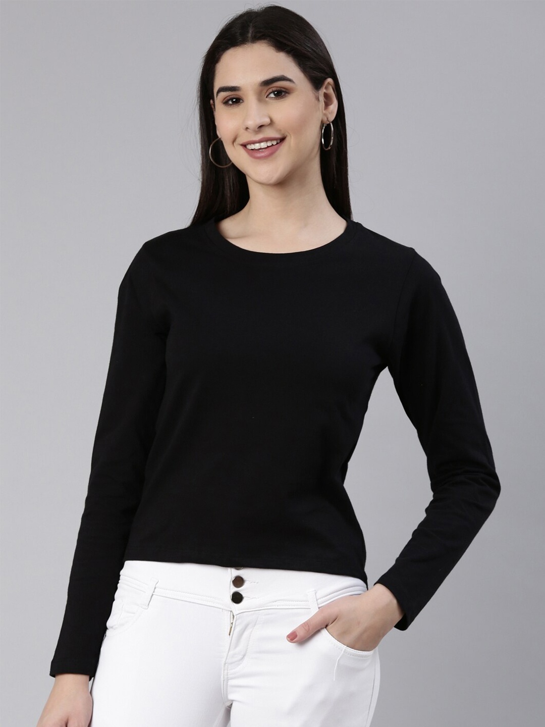

Kryptic Women Slim Fit Pure Cotton T-shirt, Black