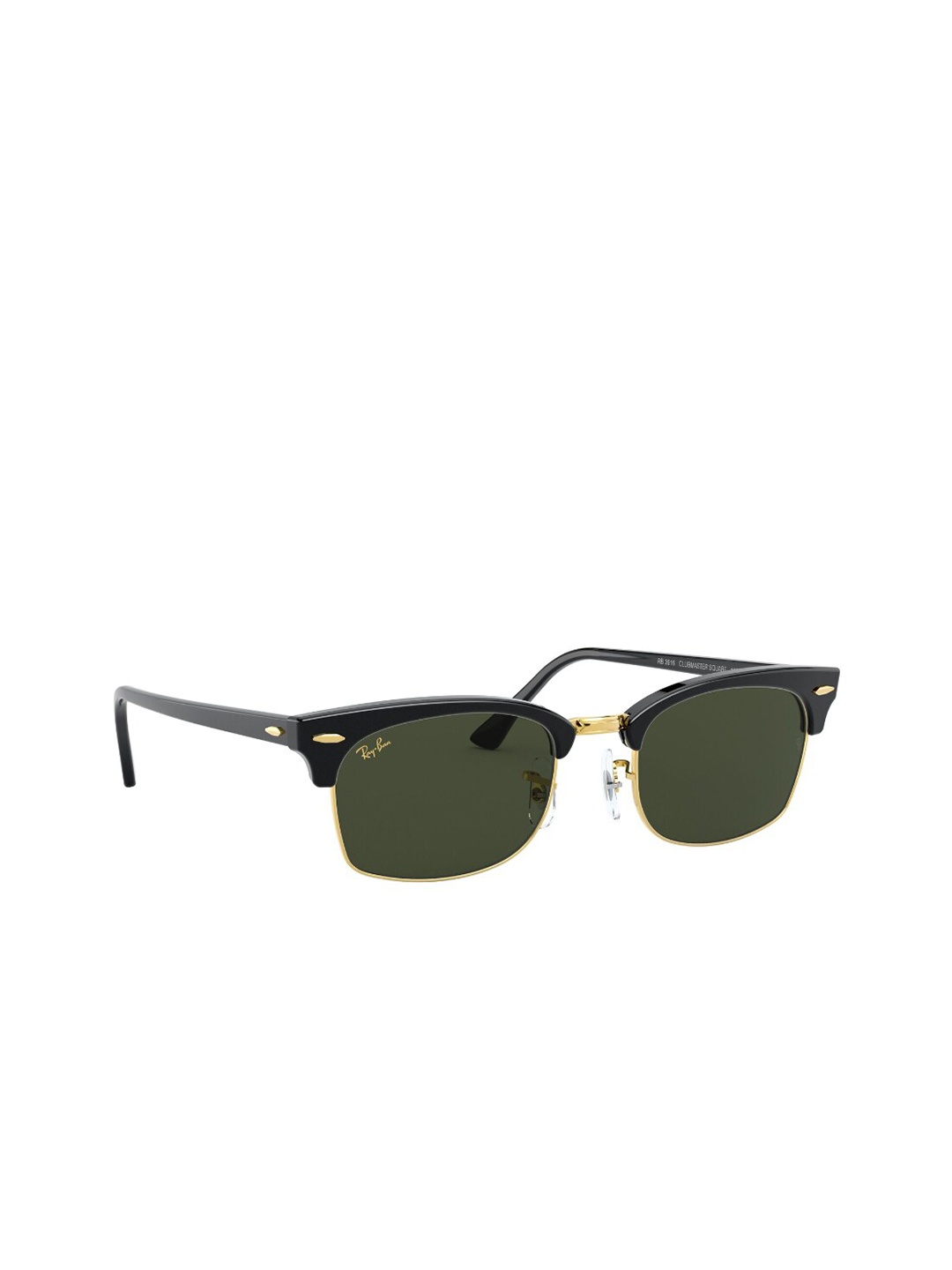

RAY-BAN Unisex UV Protected Green Lens Rectangle Sunglasses - 0RB391613033152, Black