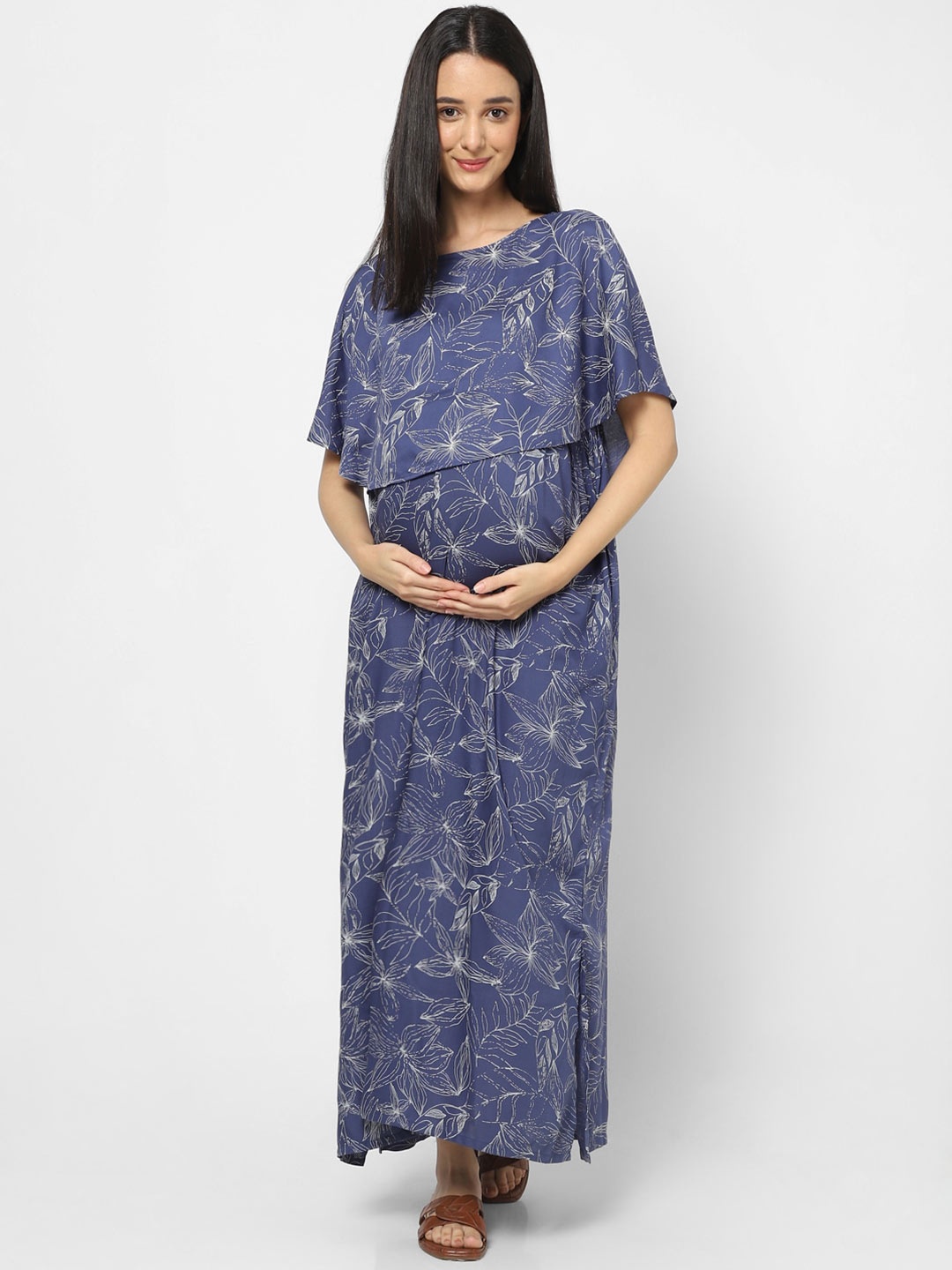 

Mystere Paris Floral Printed Maternity Maxi Dress, Blue