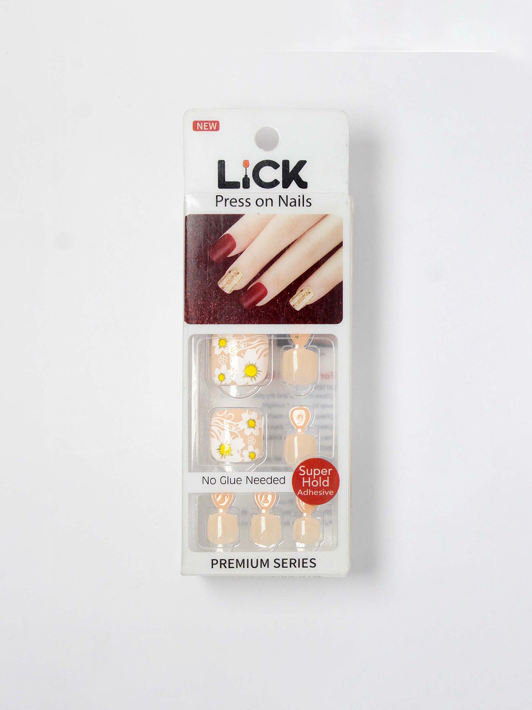 

LICK 24-Pieces Oval Shape Light Grey Fake Reusable Press On Nails With Application Kit, Peach