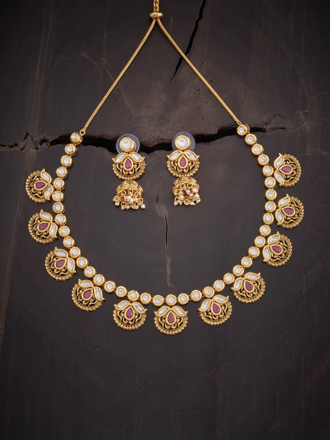 

Kushal's Fashion Jewellery Kundan Jewellery Set, Red