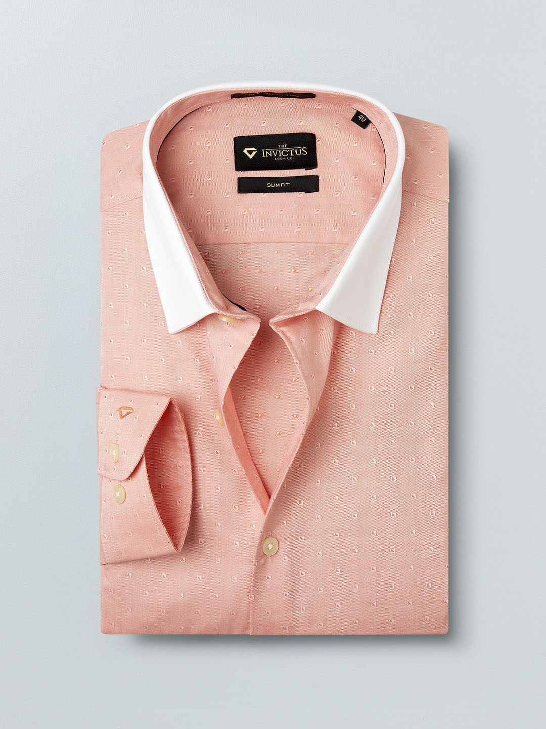 

INVICTUS Men Coral Slim Fit Self-Design Semiformal Shirt