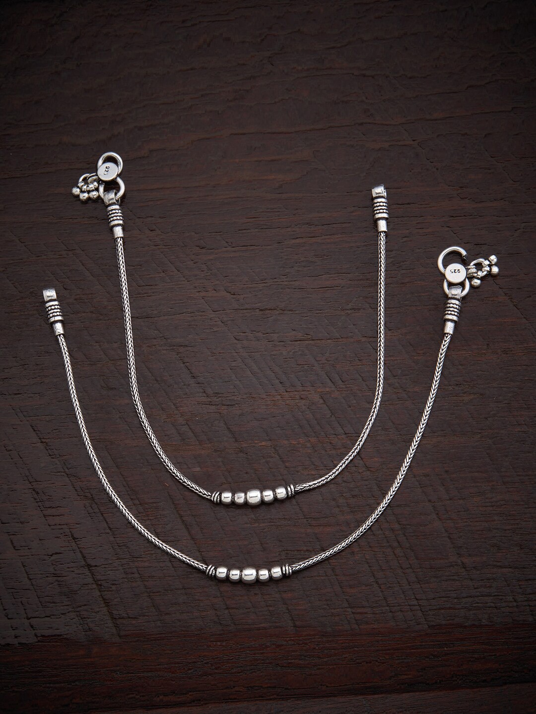 

Kushal's Fashion Jewellery Set Of 2 Rhodium-Plated Silver Anklet