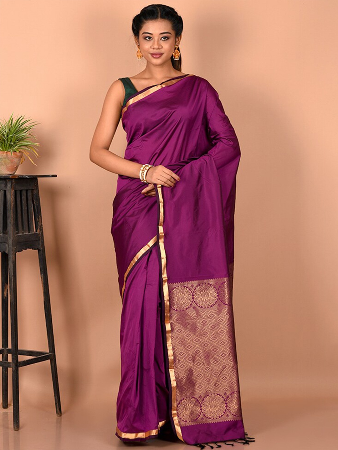 

AllSilks Zari Kanjeevaram Saree, Purple