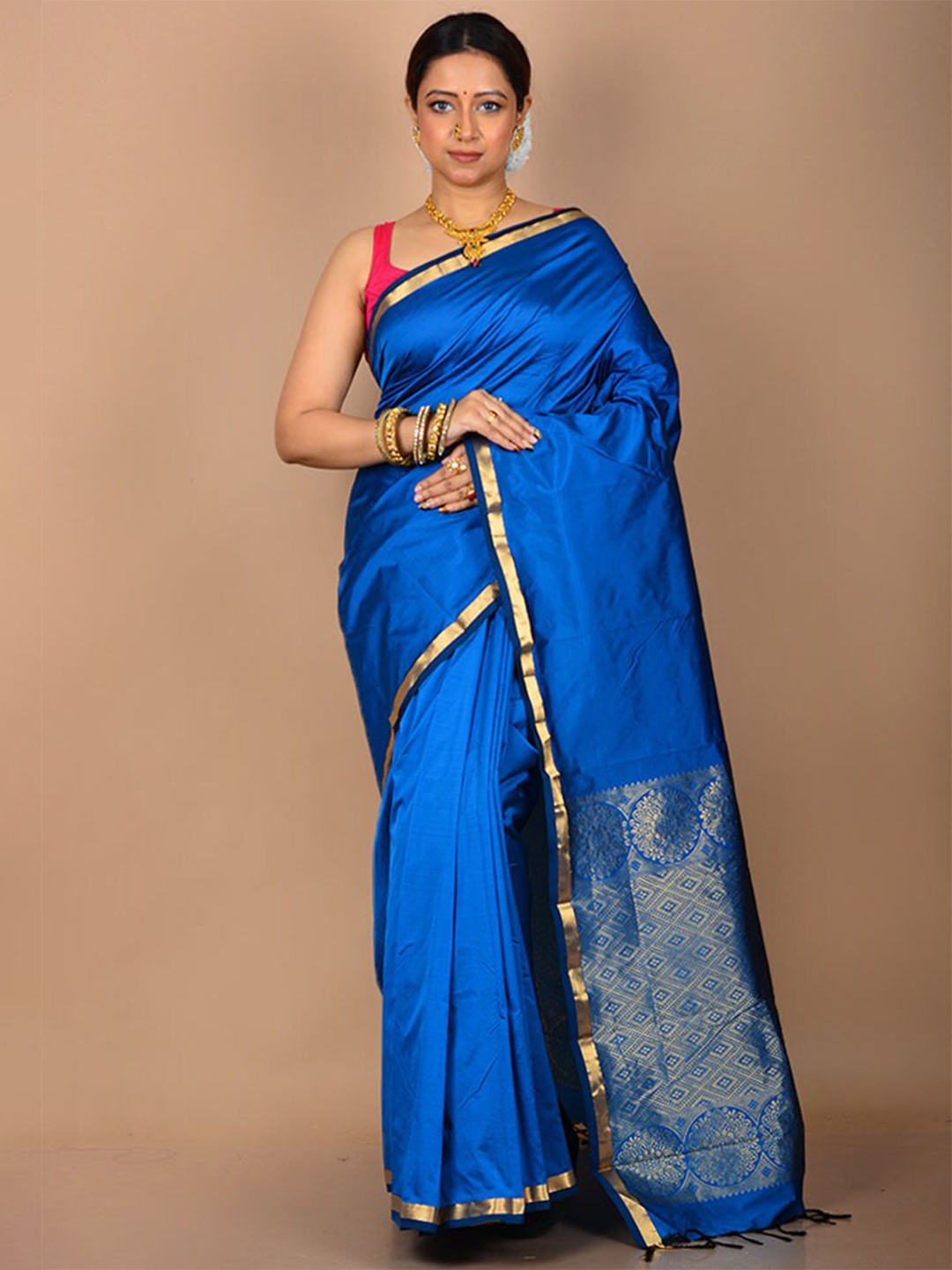 

AllSilks Zari Kanjeevaram Saree, Blue