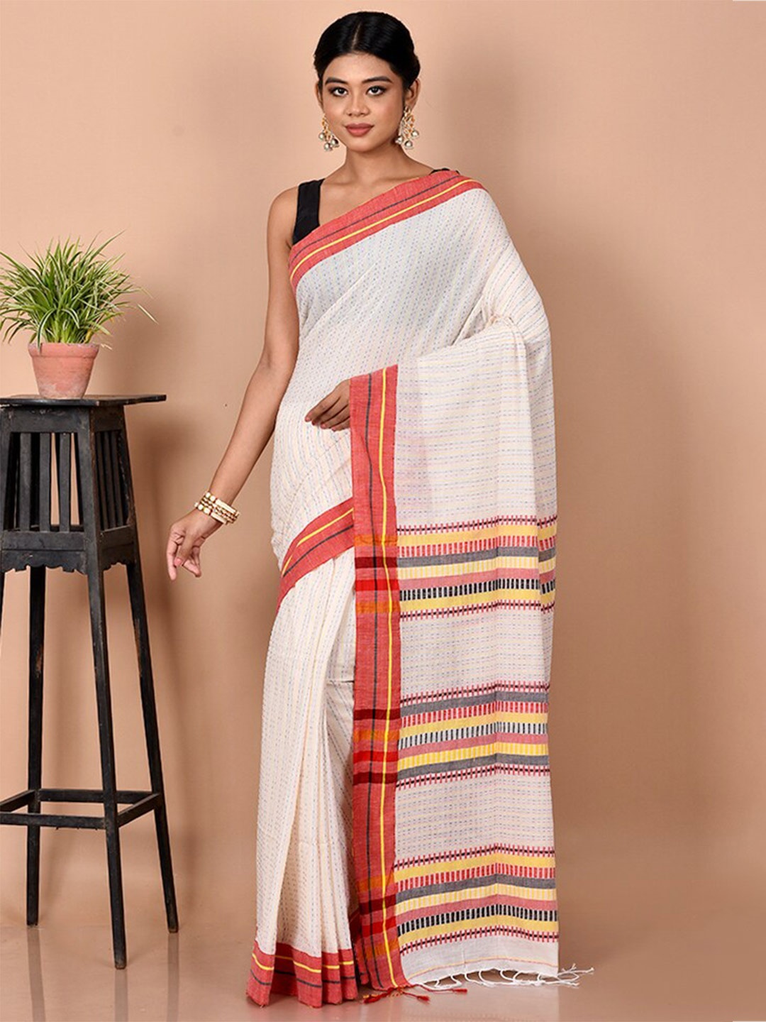 

AllSilks Woven Design Saree, White
