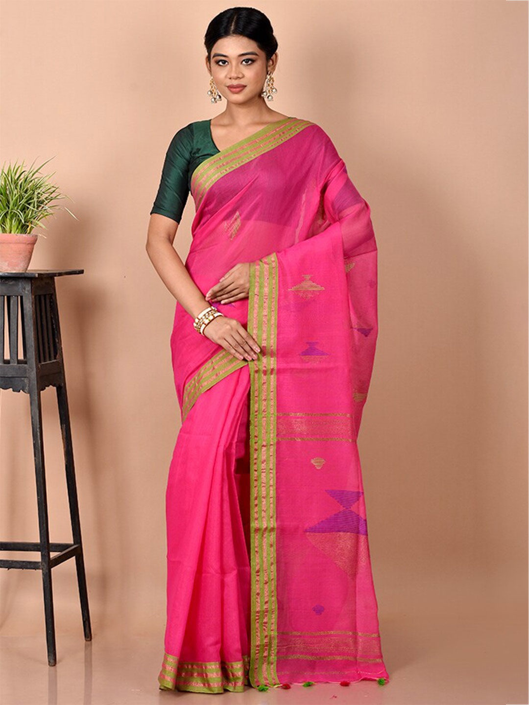 

AllSilks Woven Design Saree, Pink