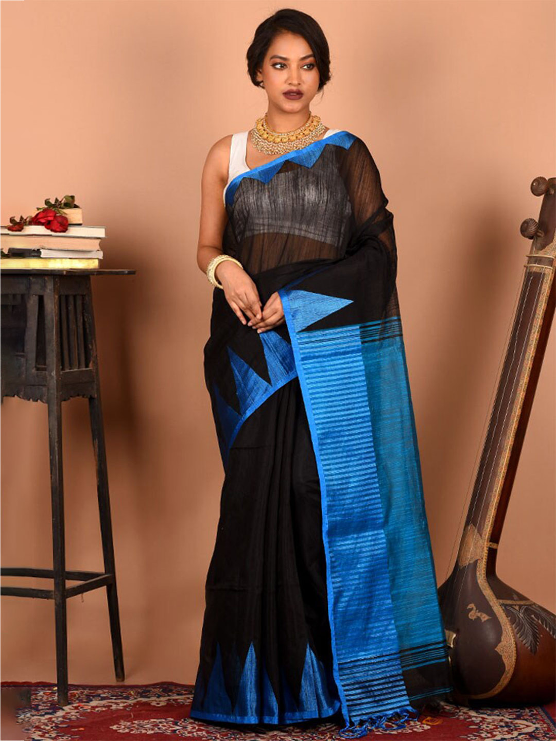 

AllSilks Woven Design Saree, Black