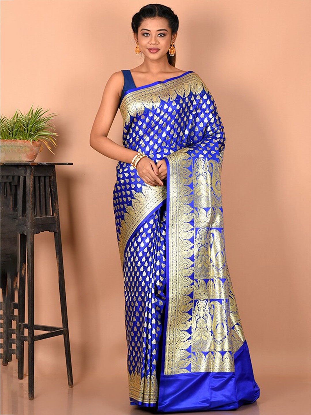 

AllSilks Woven Design Zari Banarasi Saree, Blue