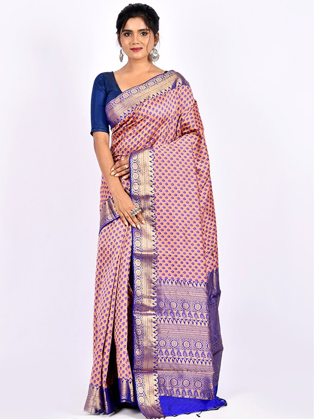 

AllSilks Floral Woven Design Zari Saree, Pink