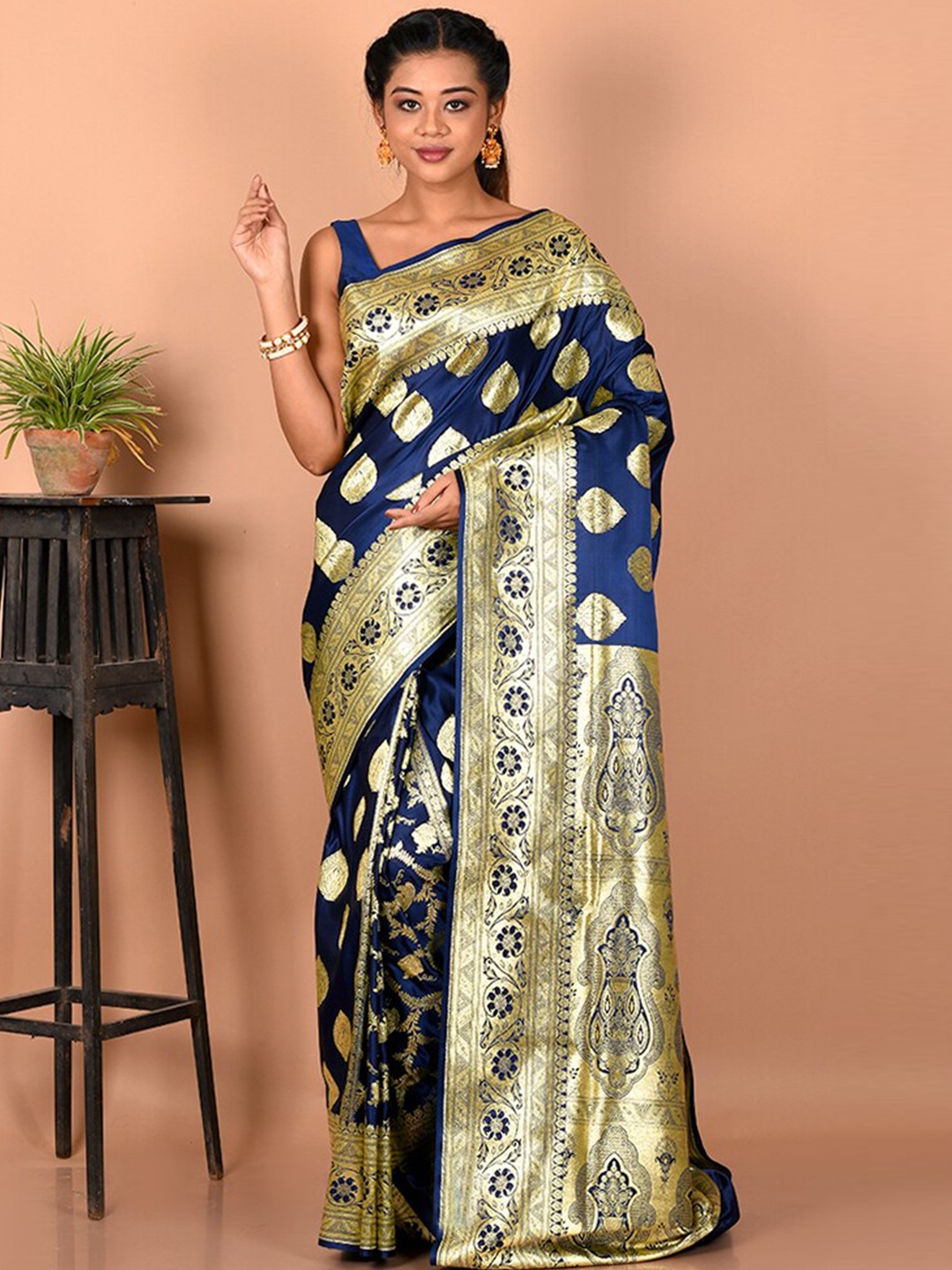 

AllSilks Woven Design Zari Banarasi Saree, Blue