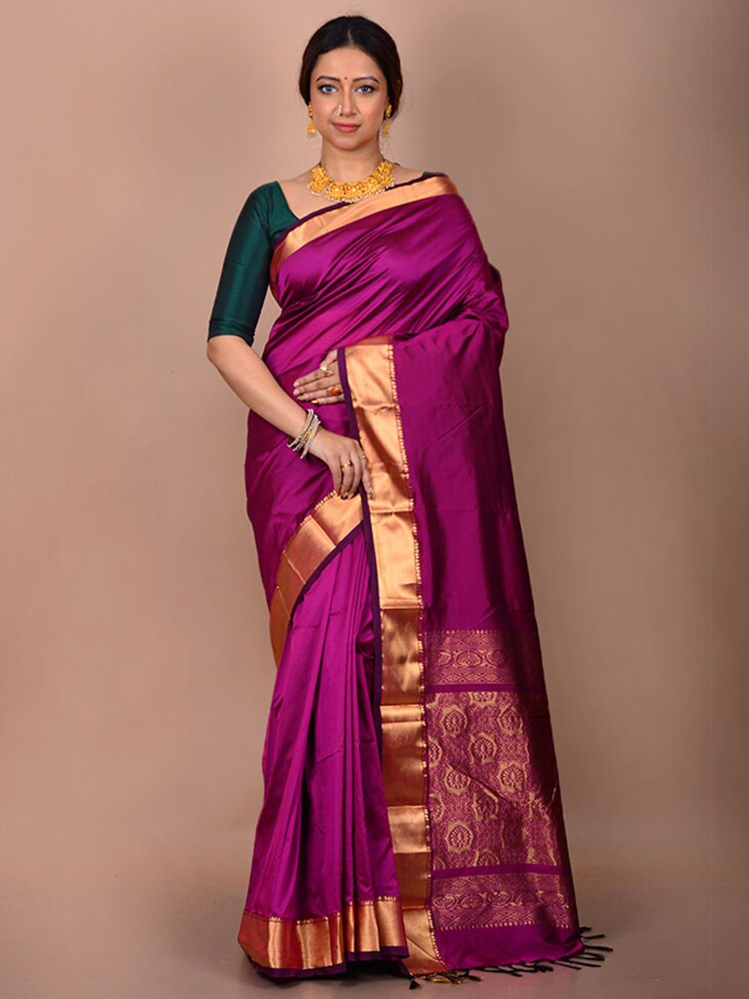 

AllSilks Zari Kanjeevaram Saree, Purple