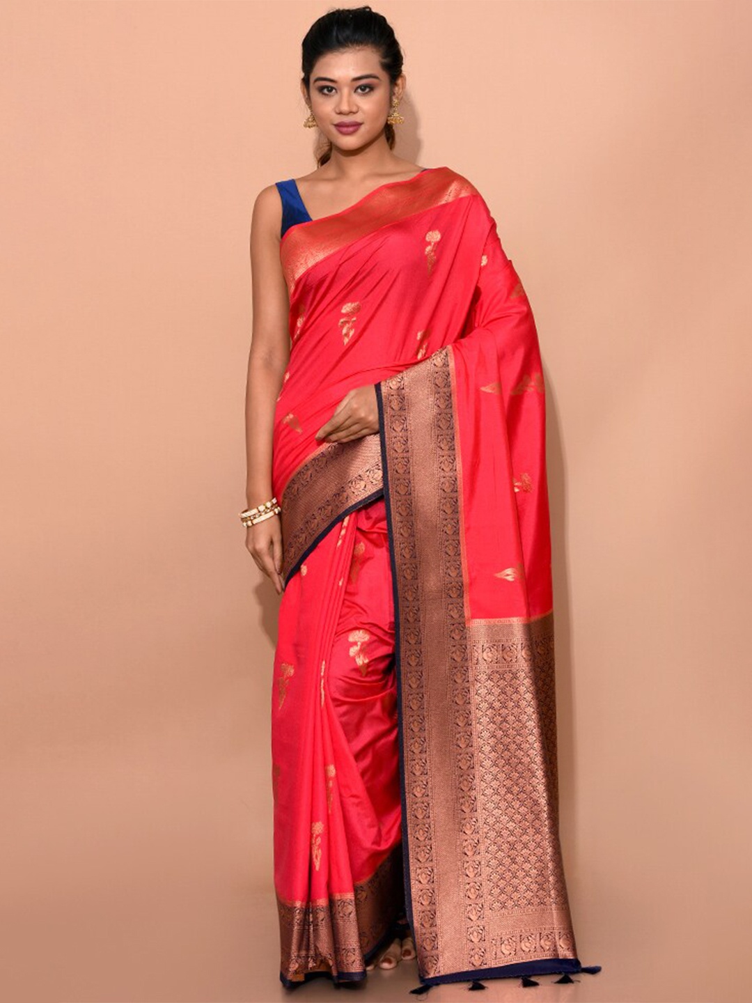 

AllSilks Woven Design Zari Saree, Pink