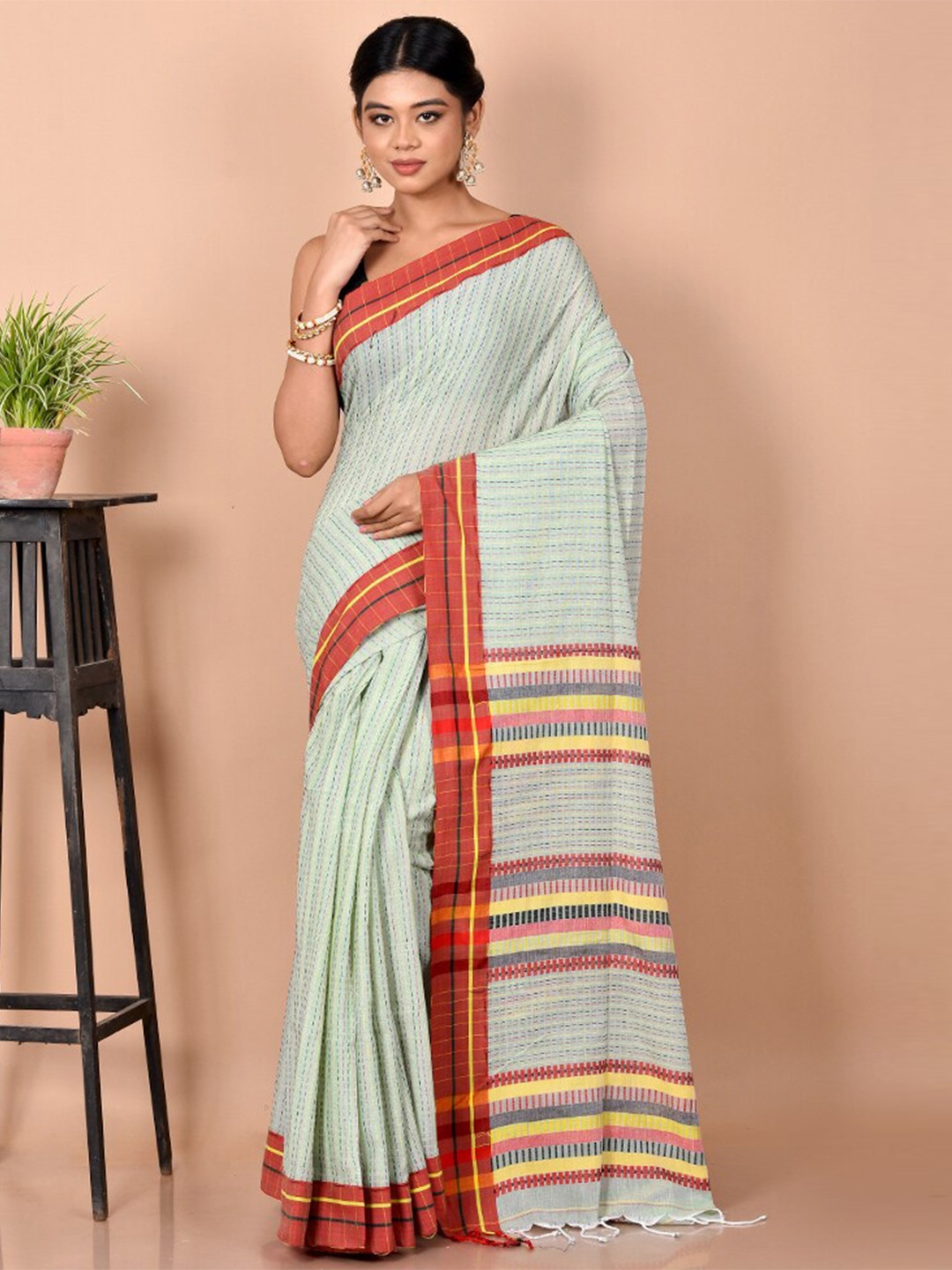 

AllSilks Embroidered Silk Blend Saree, Grey