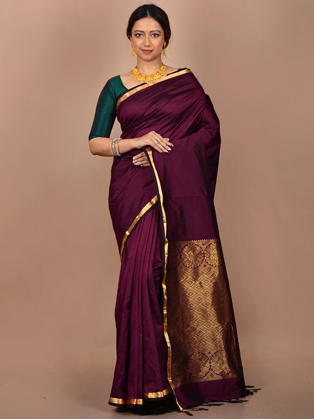 

AllSilks Silk Blend Kanjeevaram Saree, Purple