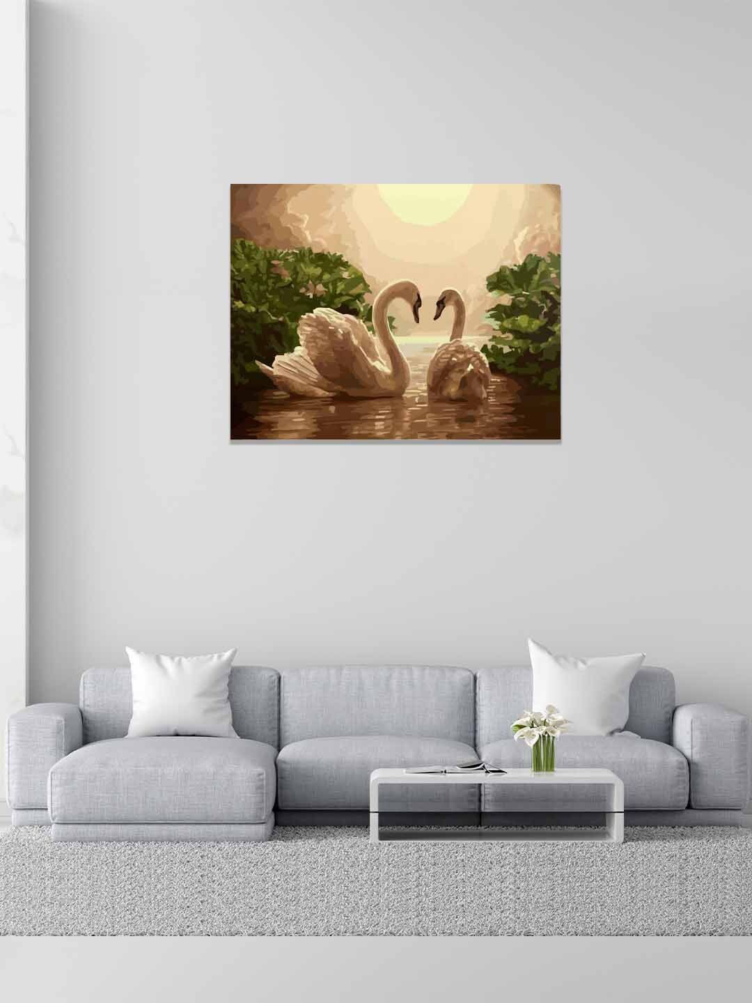 

RANGOLI Beige & Green Two Swans Framed Wall Art