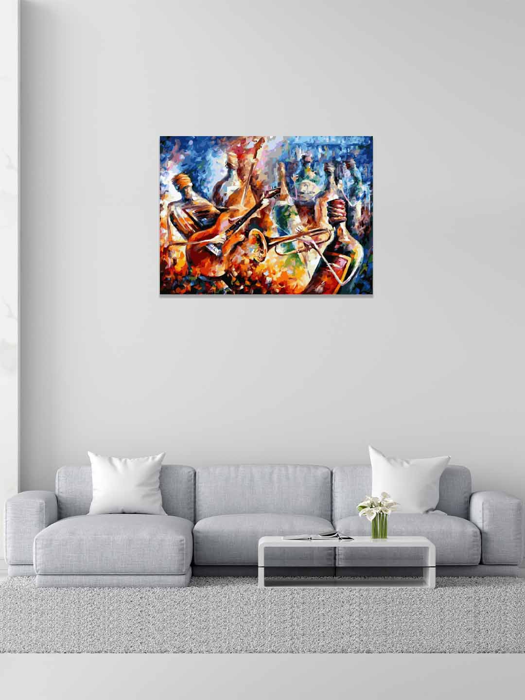 

RANGOLI Blue & Red Water Musicians Wall Art