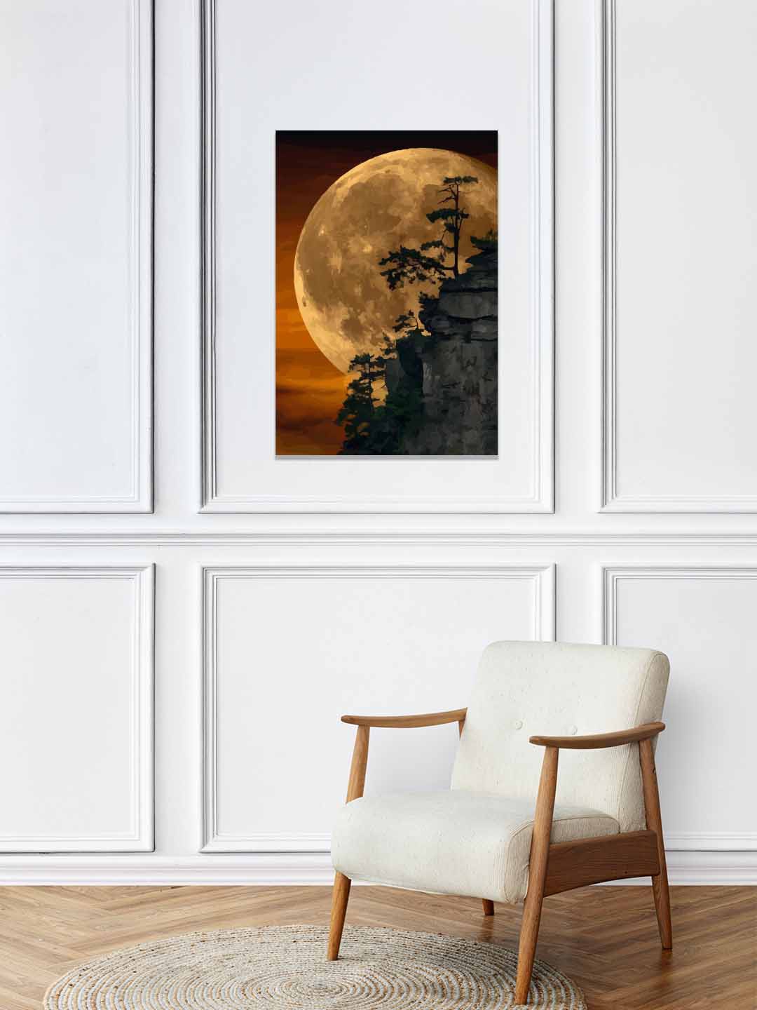 

RANGOLI Orange & Grey Melange Moon Wooden Wall Art