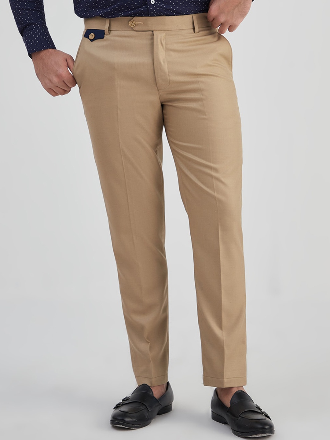 

MR BUTTON Men Slim Fit Trousers, Beige