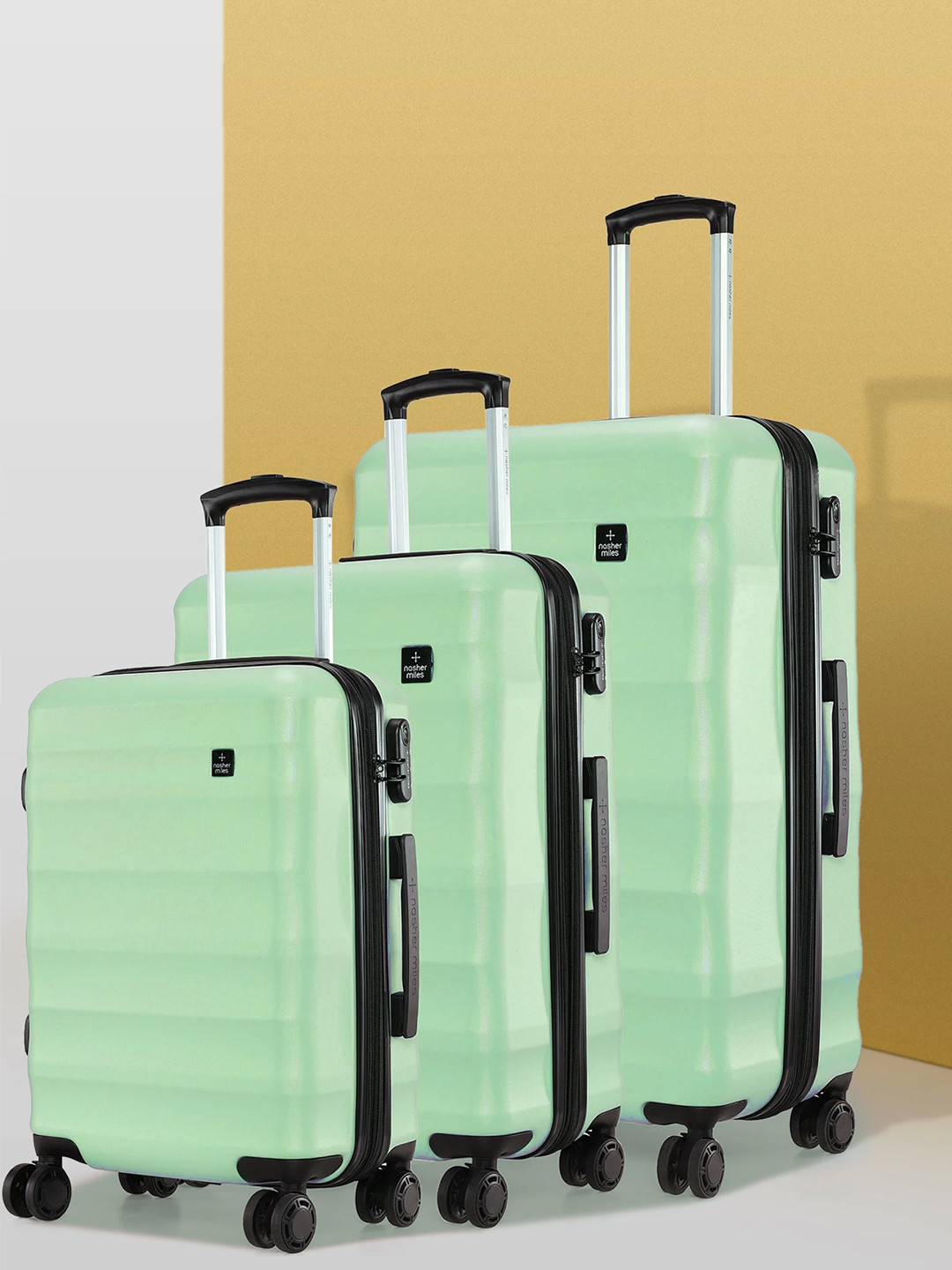 

Nasher Miles Green Set of 3 Rome Hard-Sidedd Luggage Trolley Bags