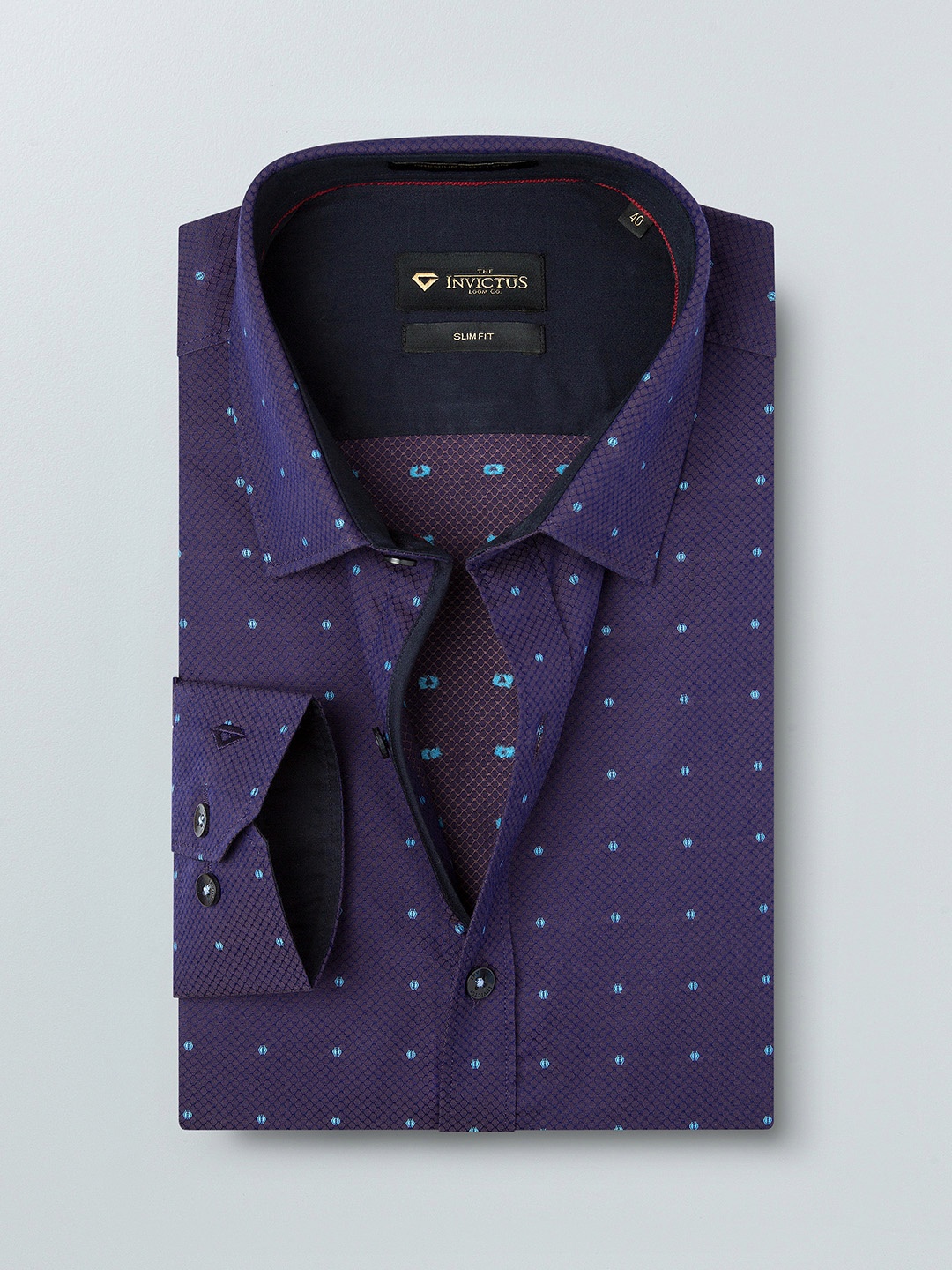 

INVICTUS Men Navy Blue Slim Fit Self-Design Formal Shirt