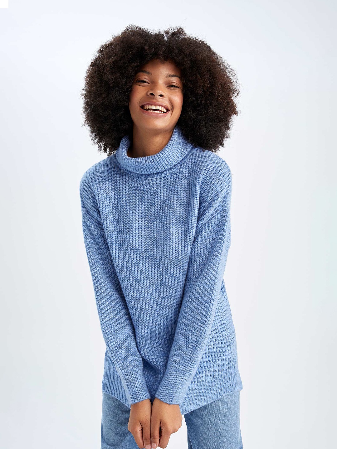 

DeFacto Women Turtle Neck Pullover, Blue