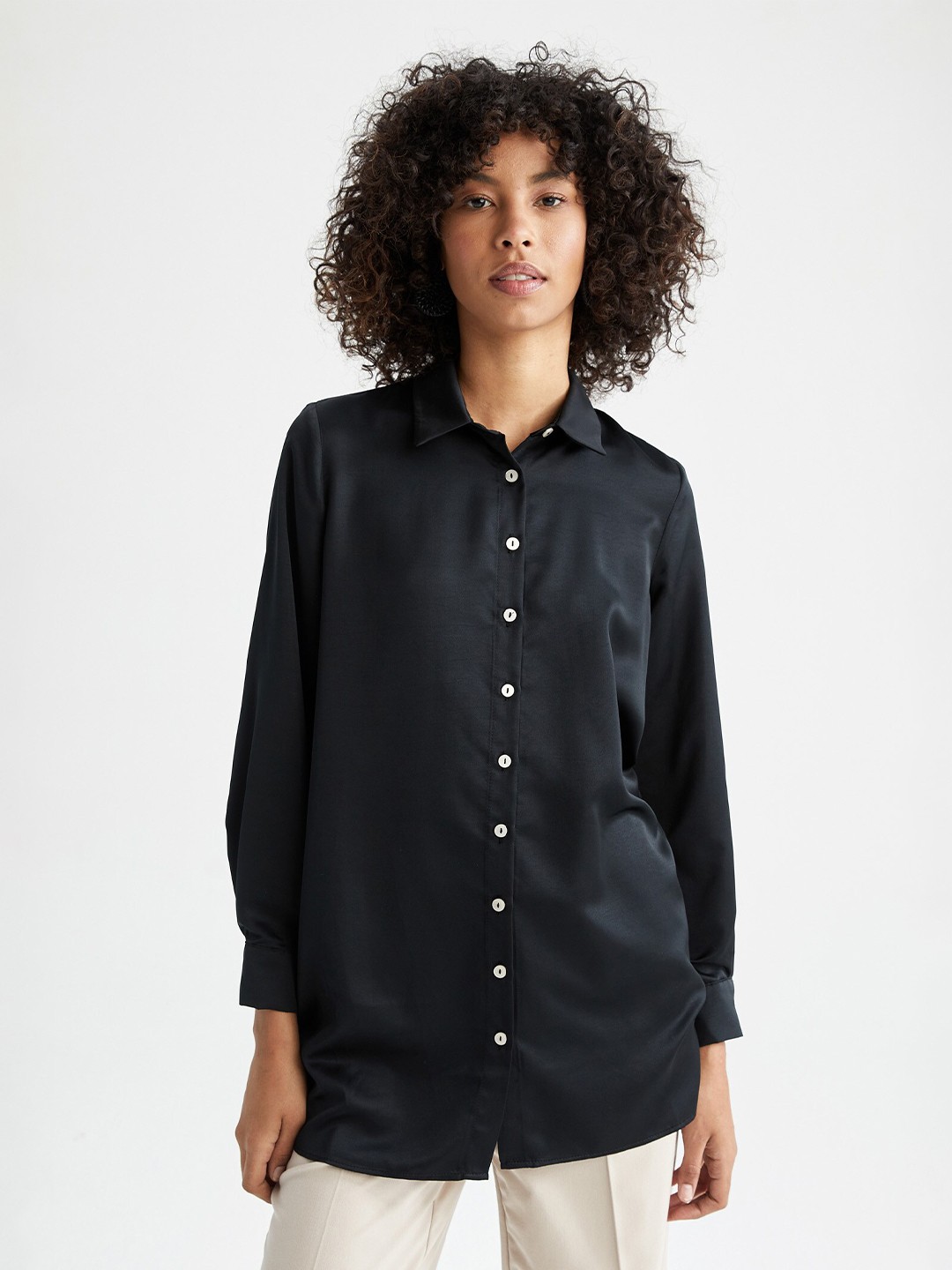

DeFacto Women Long Sleeves Casual Shirt, Black