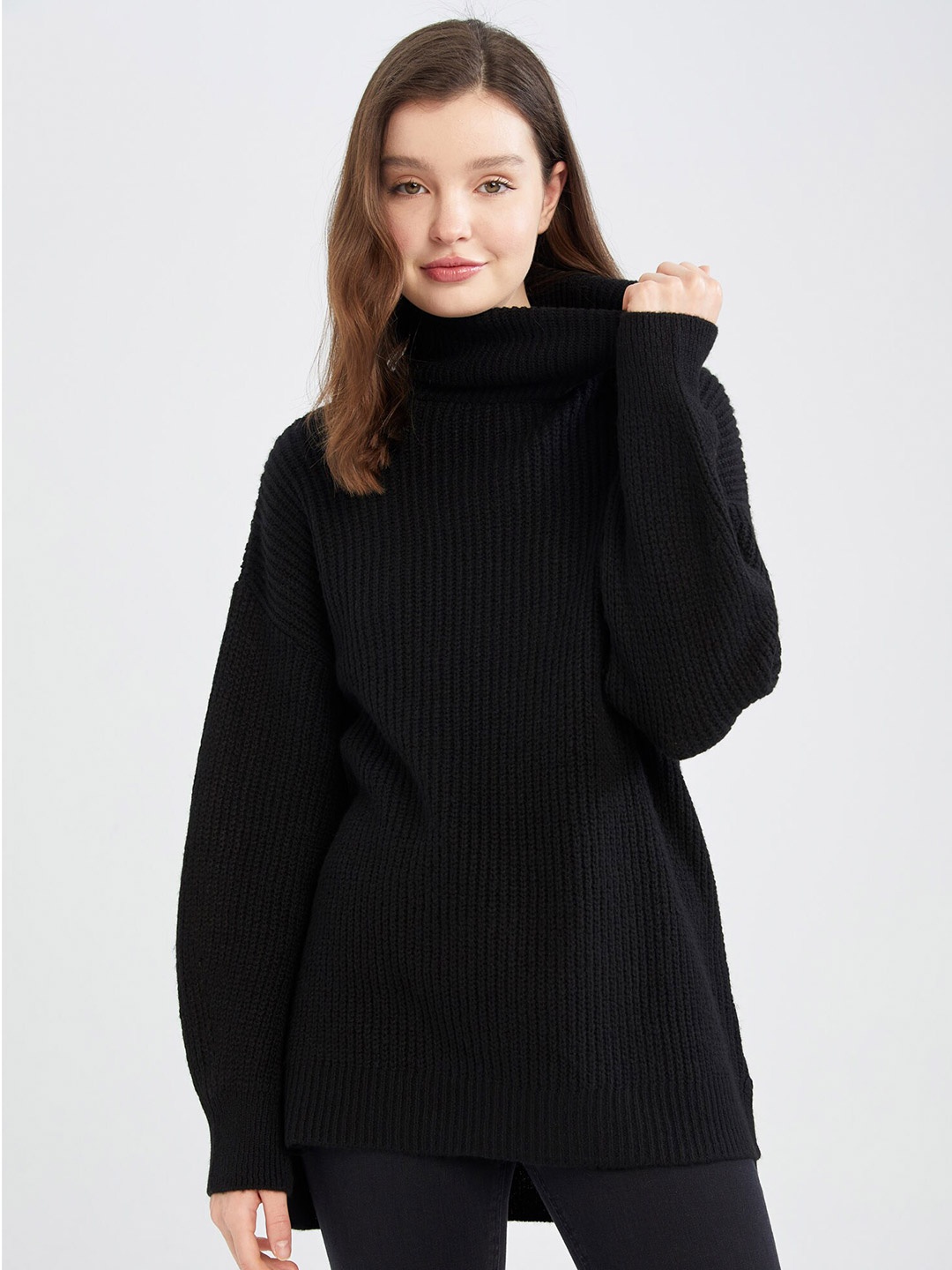 

DeFacto Women Cable Knit Pullover, Black