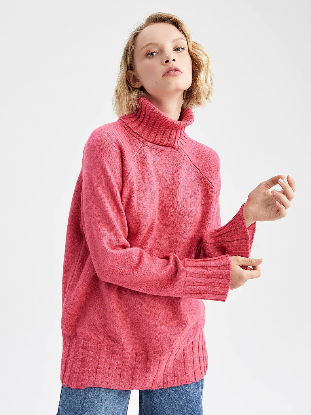 

DeFacto Women Turtle Neck Pullover, Pink