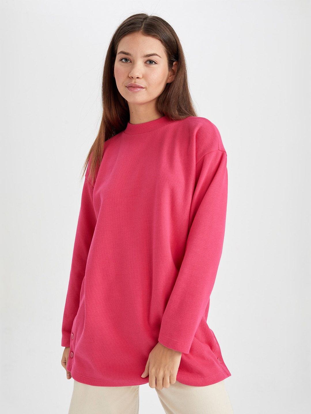 

DeFacto Women Mock Neck Pullover, Pink