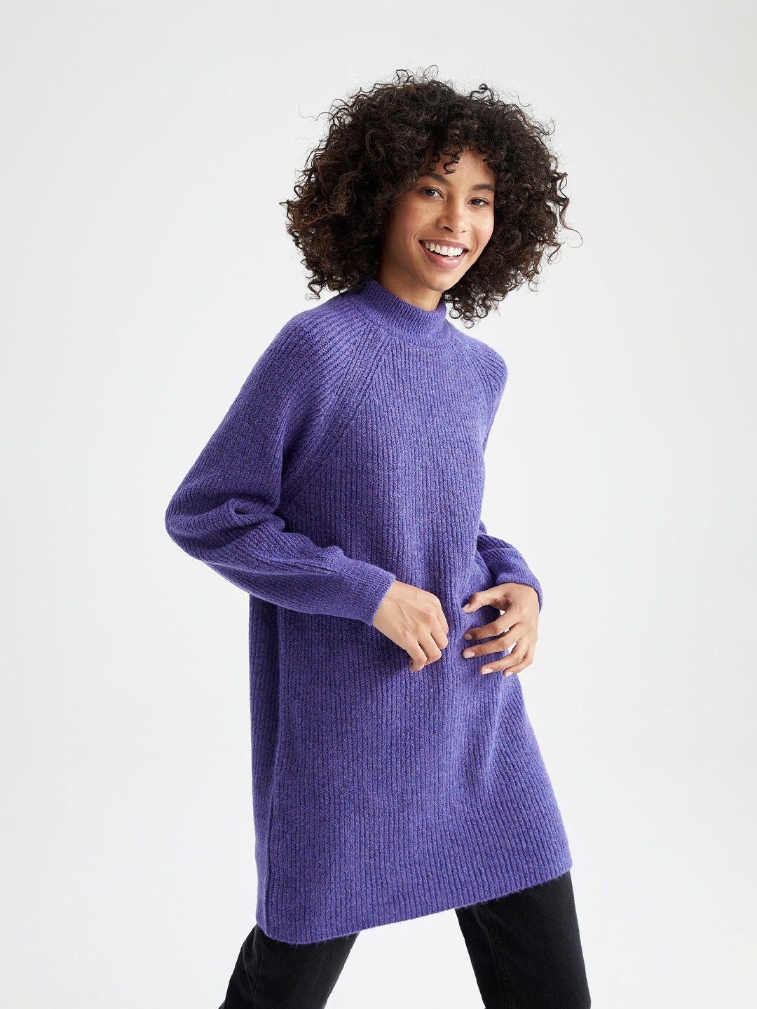 

DeFacto Women Longline Pullover, Purple