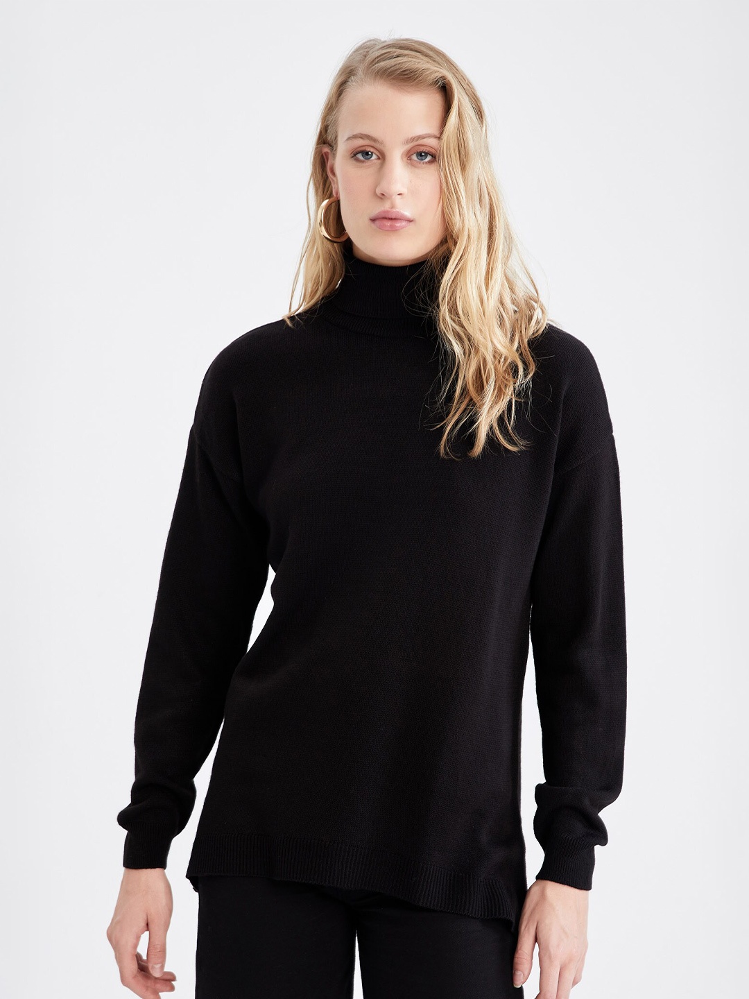 

DeFacto Women Turtle Neck Acrylic Pullover, Black