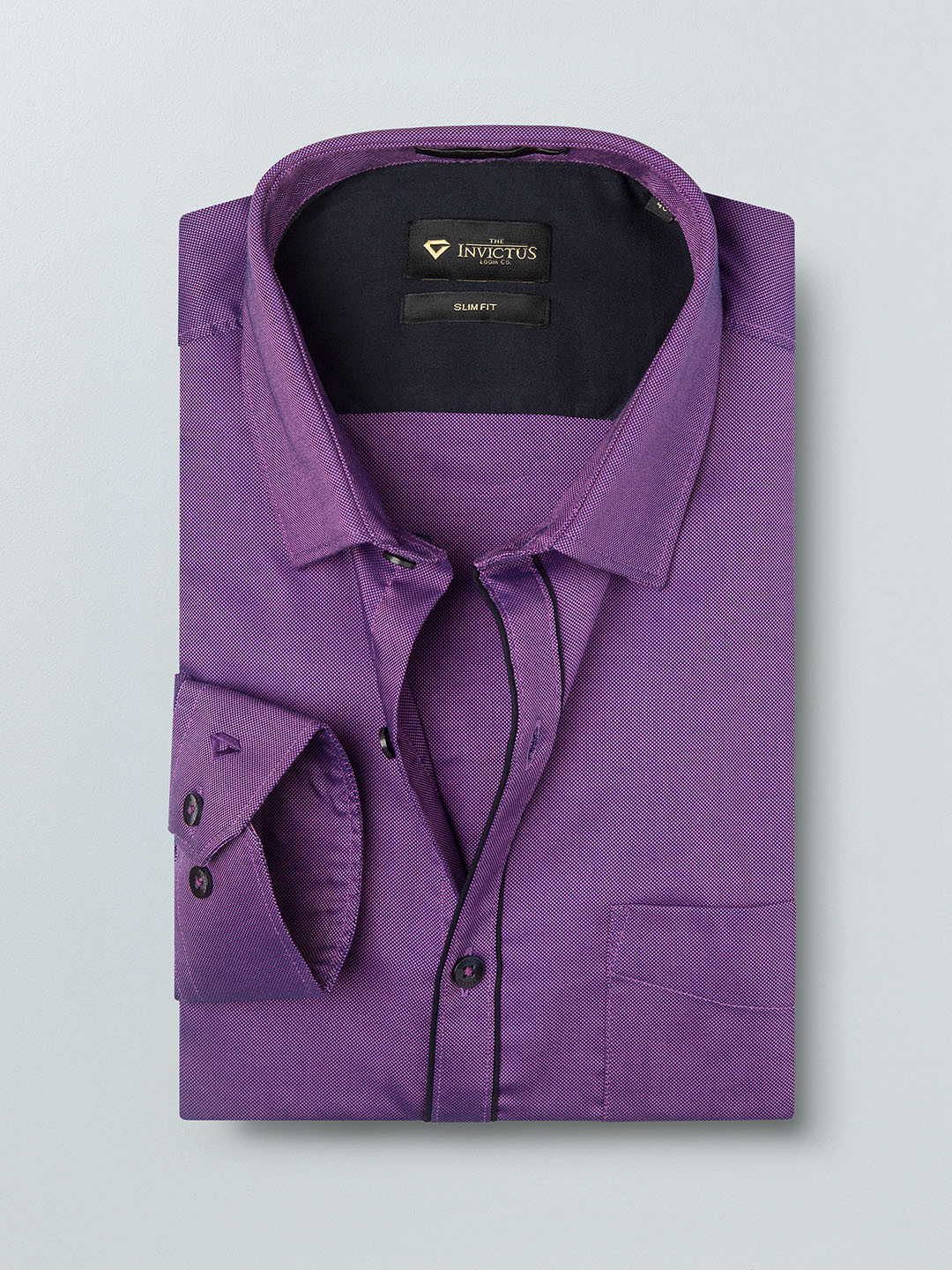 

INVICTUS Men Purple Slim Fit Self Design Formal Shirt