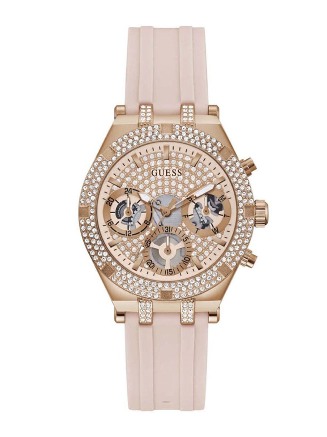 

GUESS Women Embellished Dial & Straps Analogue Watch GW0407L3, Pink