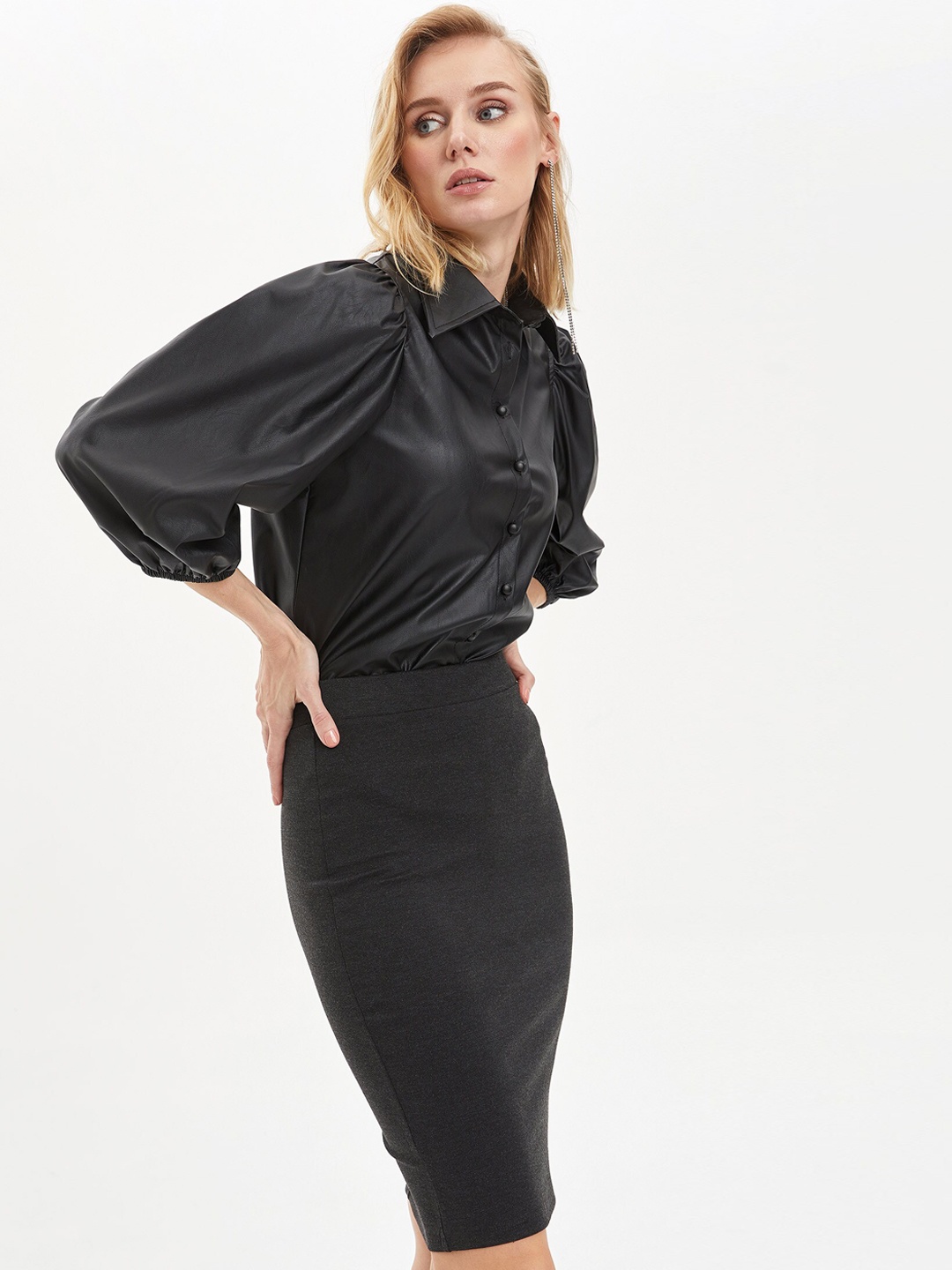 

DeFacto Pencil Knee-length Skirt, Charcoal