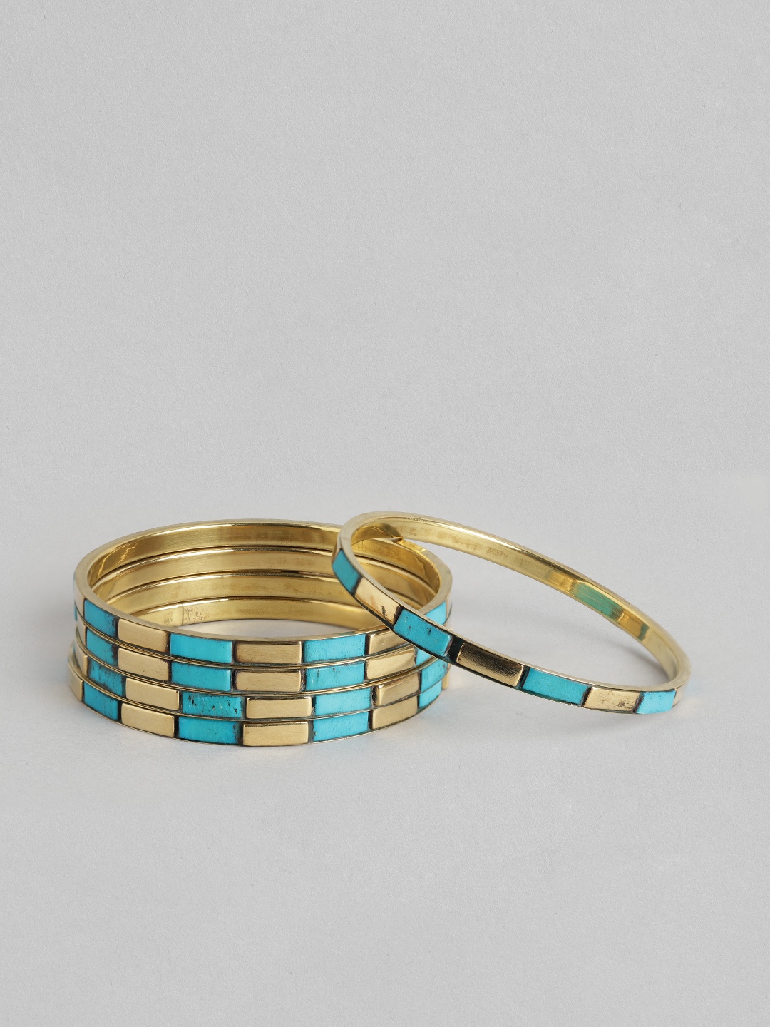 

Rang Gali Women Set Of 5 Labradorite Gold-Plated Bangle-Style Bracelets, Blue