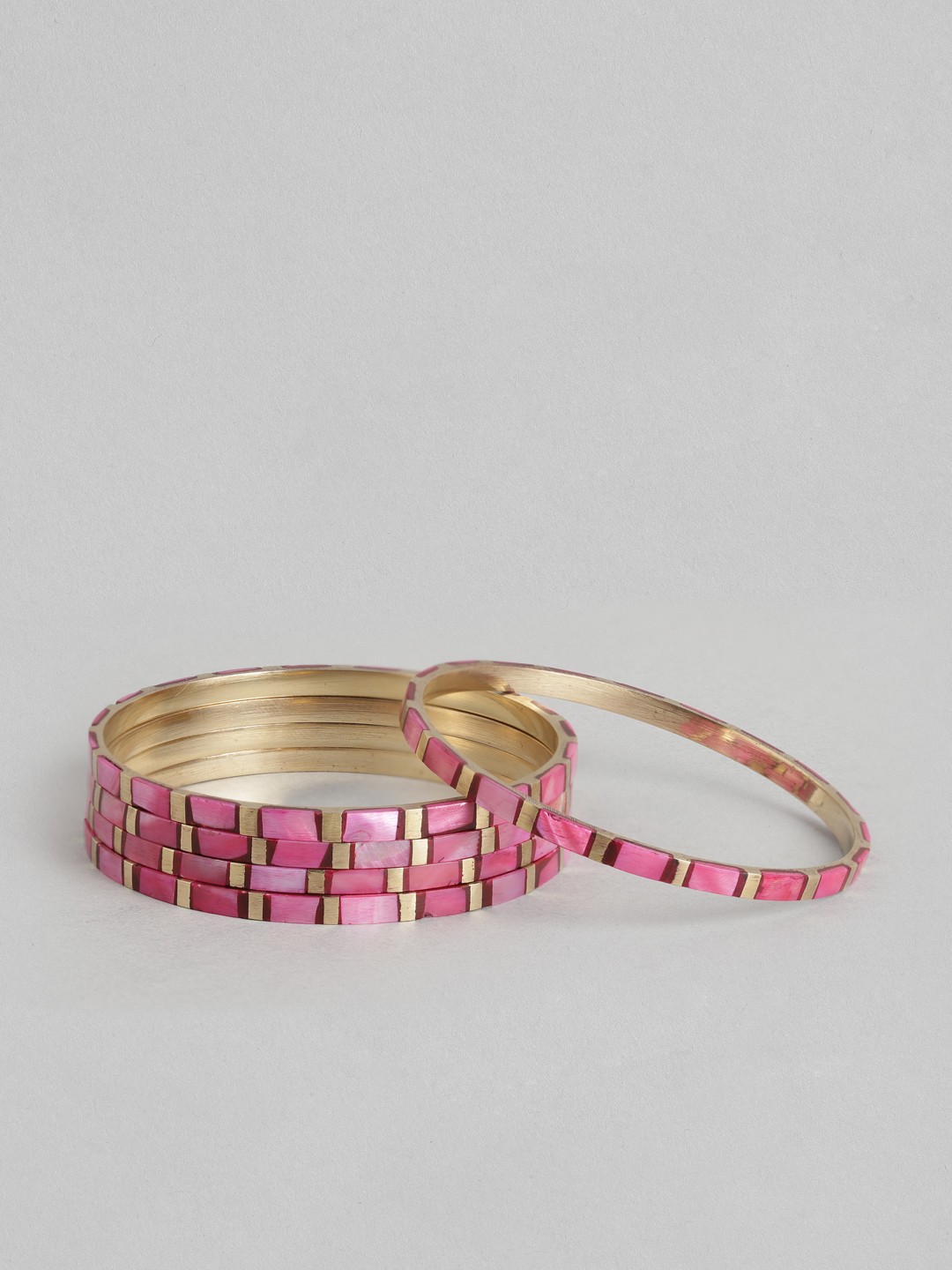 

Rang Gali Women Set Of 5 Labradorite Gold-Plated Bangle-Style Bracelet, Pink
