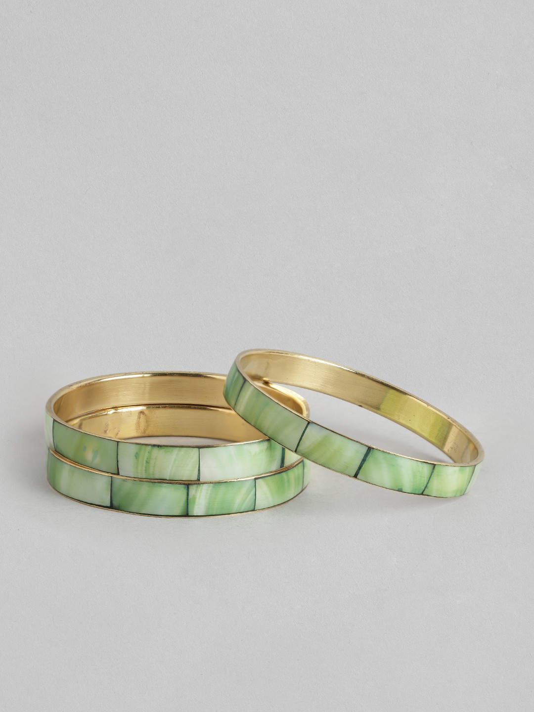 

Rang Gali Women Set Of 3 Labradorite Gold-Plated Bangle-Style Bracelet, Green