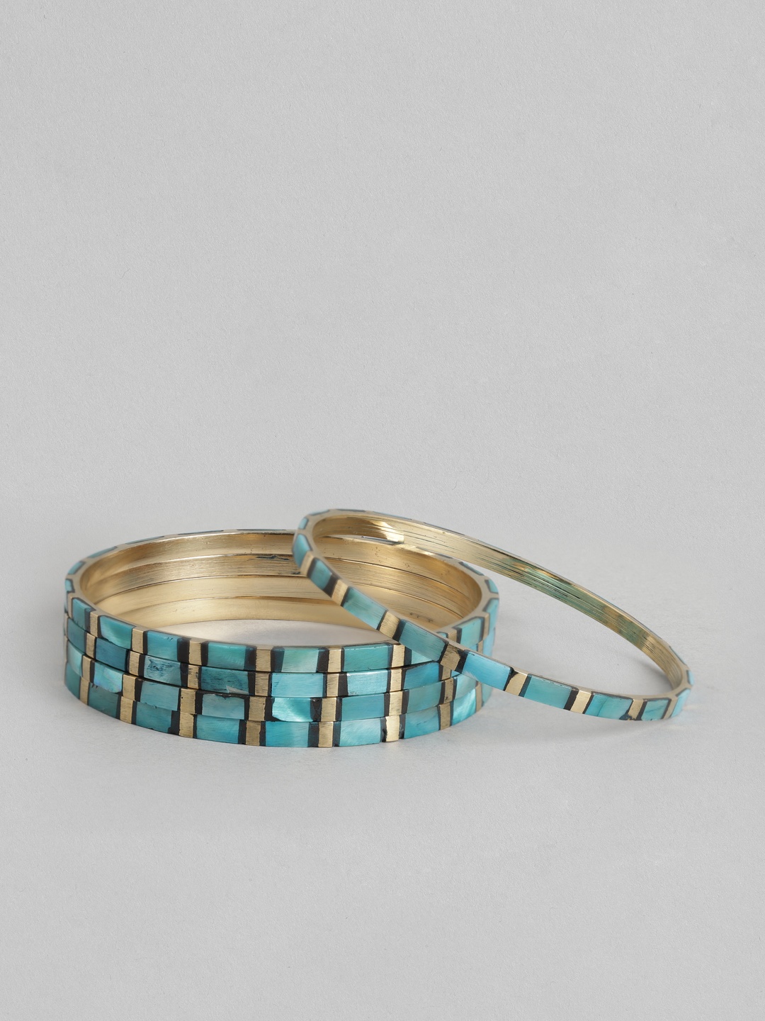

Rang Gali Women Pack Of 5 Labradorite Gold-Plated Bangle-Style Bracelet, Blue