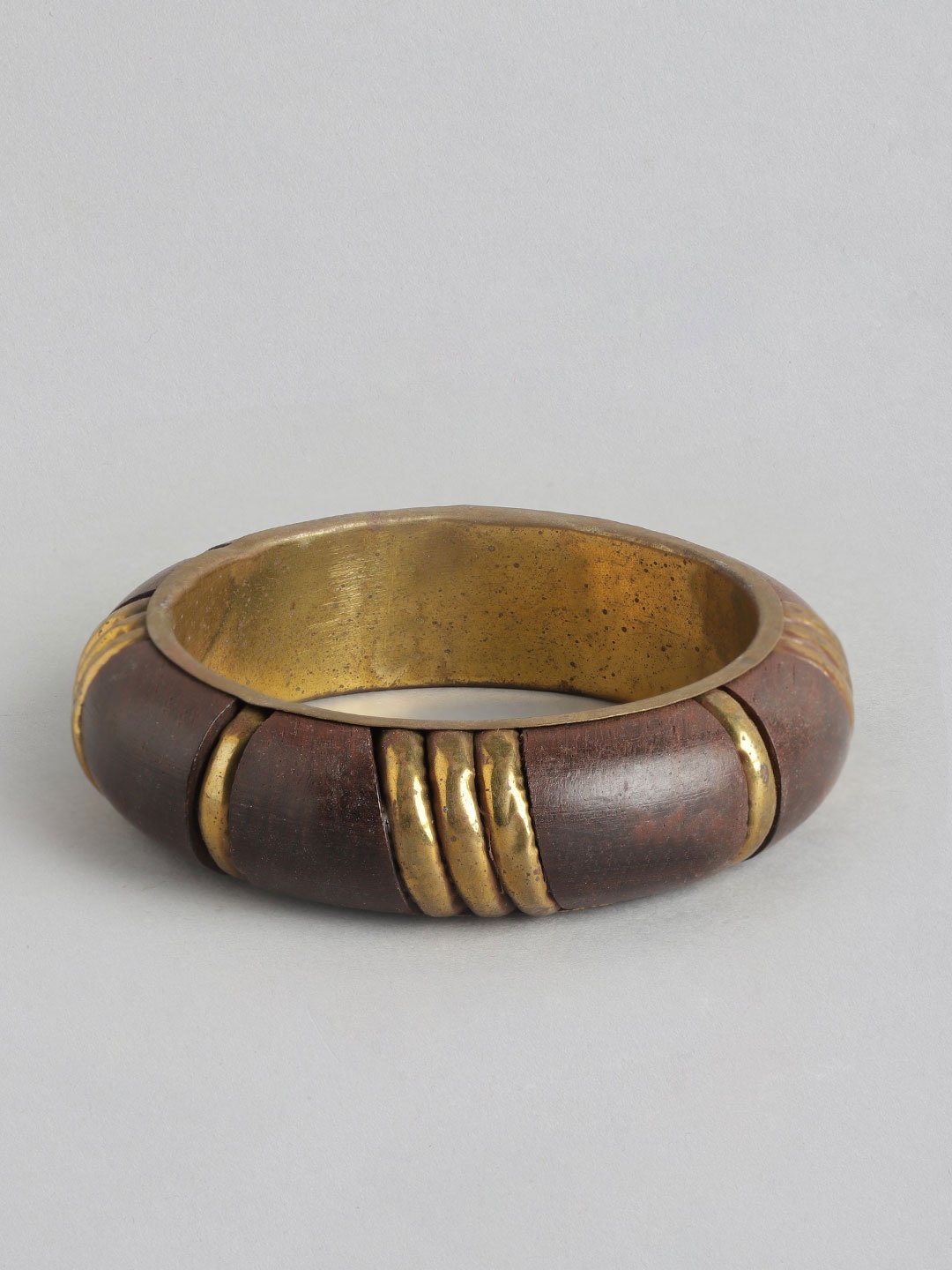 

Rang Gali Women Labradorite Tribal Gold-Plated Kada Bracelet, Brown