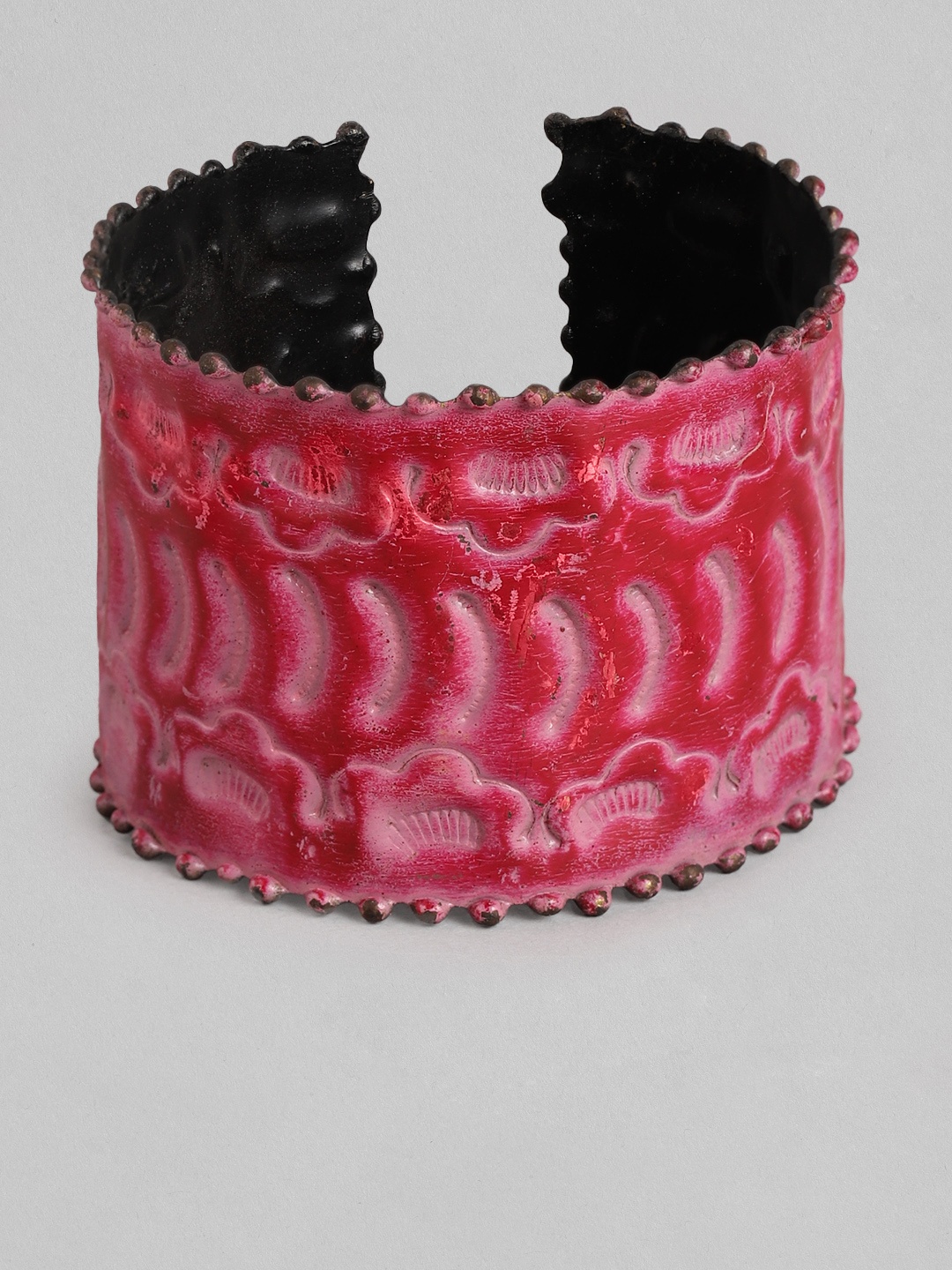 

Rang Gali Women Magenta Hand Painted Silver-Plated Cuff Bracelet